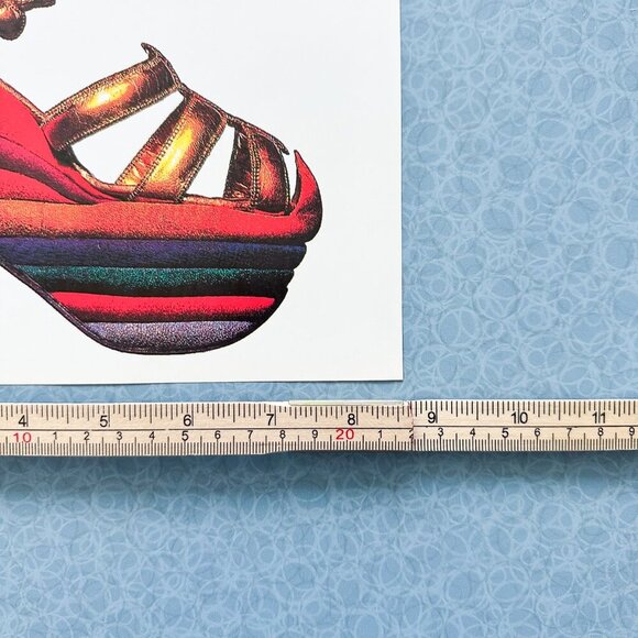 1990s Gold Book Ad • Ferragamo Rainbow Sandal • Fashion Wall Art - Picture 5 of 6